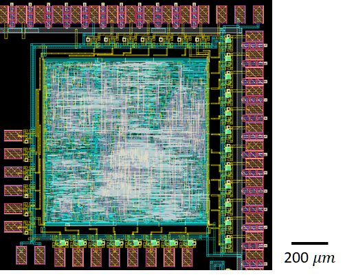 研究室で設計したRISC-Vコア(RV32I)の例(レイアウト)